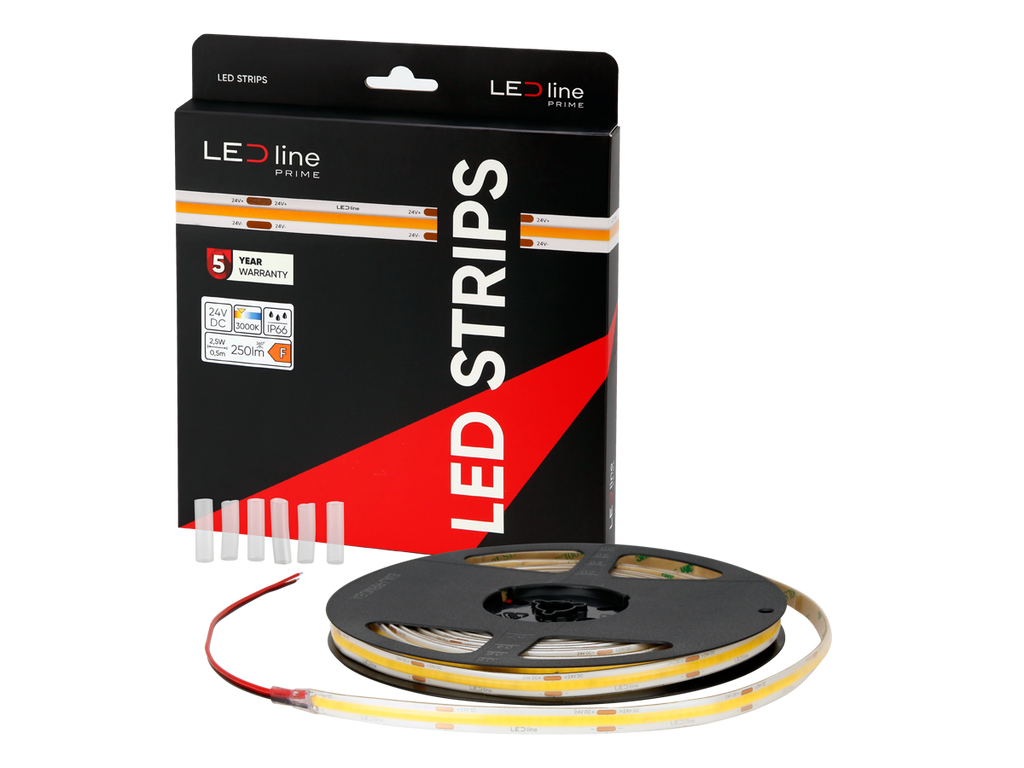 LED tape 320 COB 24V 3000K 5W IP66 9mm 5m 500lm/m PRIME