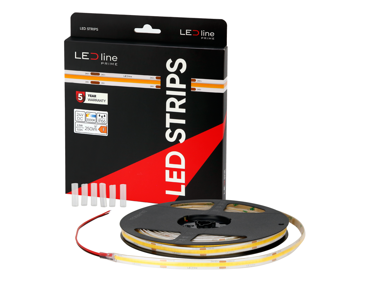 LED tape 320 COB 24V 3000K 5W IP66 9mm 5m 500lm/m PRIME
