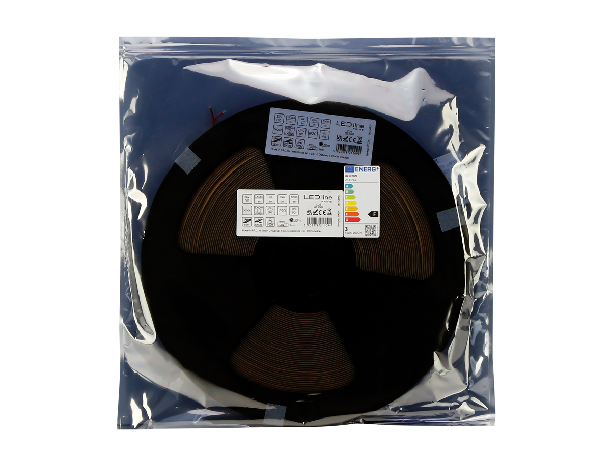 LED tape 320 COB 24V 3000K 5W IP20 8mm 30m 500lm/m PRIME