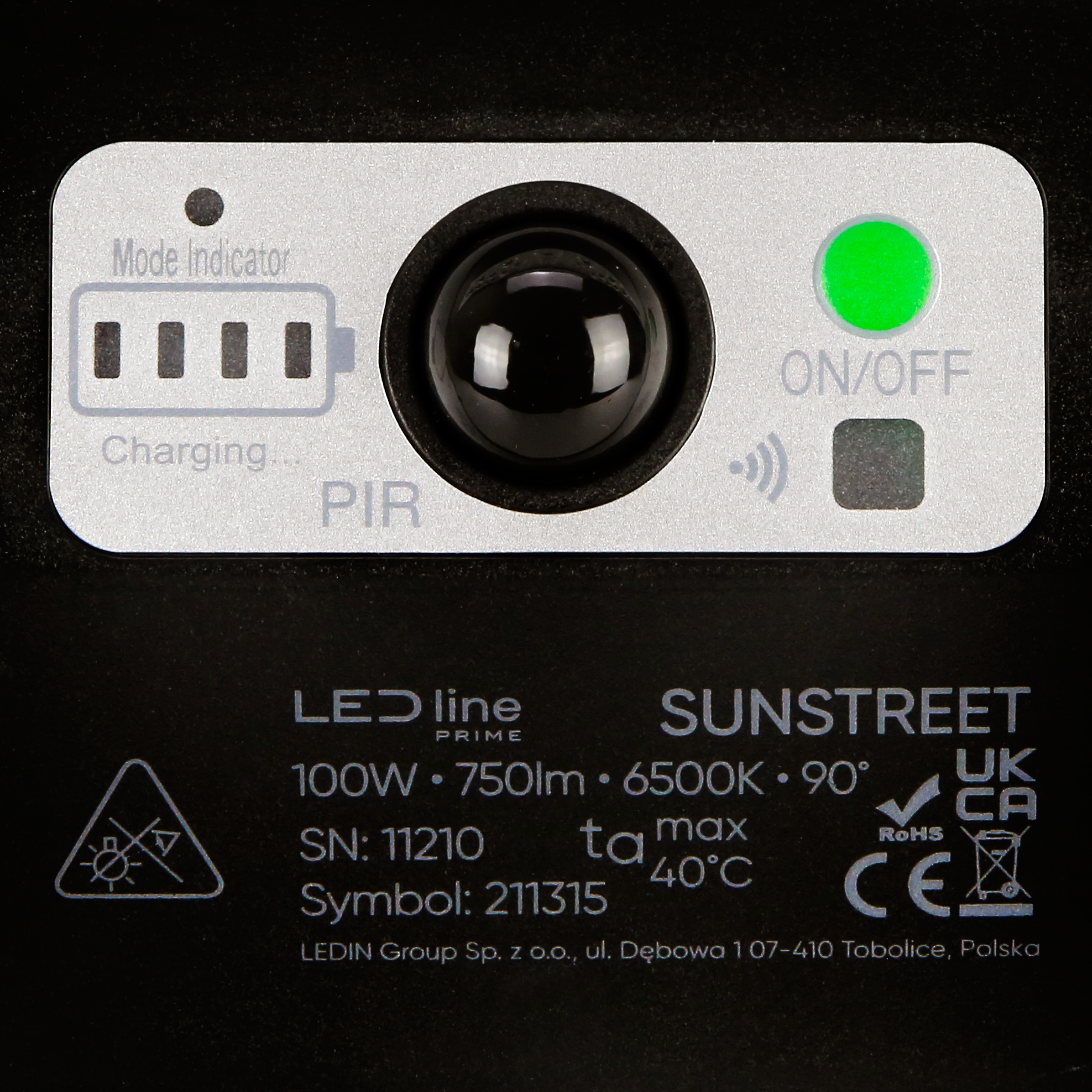 Solar straatlantaarn SUNSTREET 6500K 100W 750lm IP54 zwart PRIME