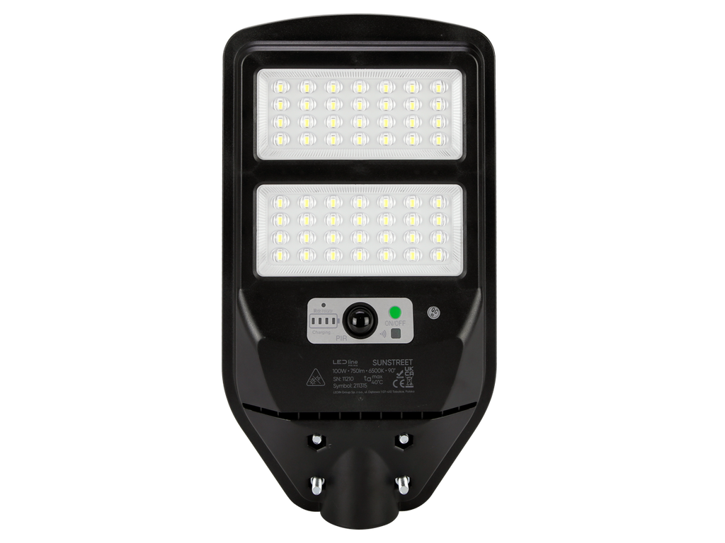 Solar straatlantaarn SUNSTREET 6500K 100W 750lm IP54 zwart PRIME