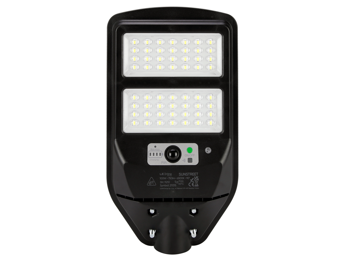 Solar straatlantaarn SUNSTREET 6500K 100W 750lm IP54 zwart PRIME