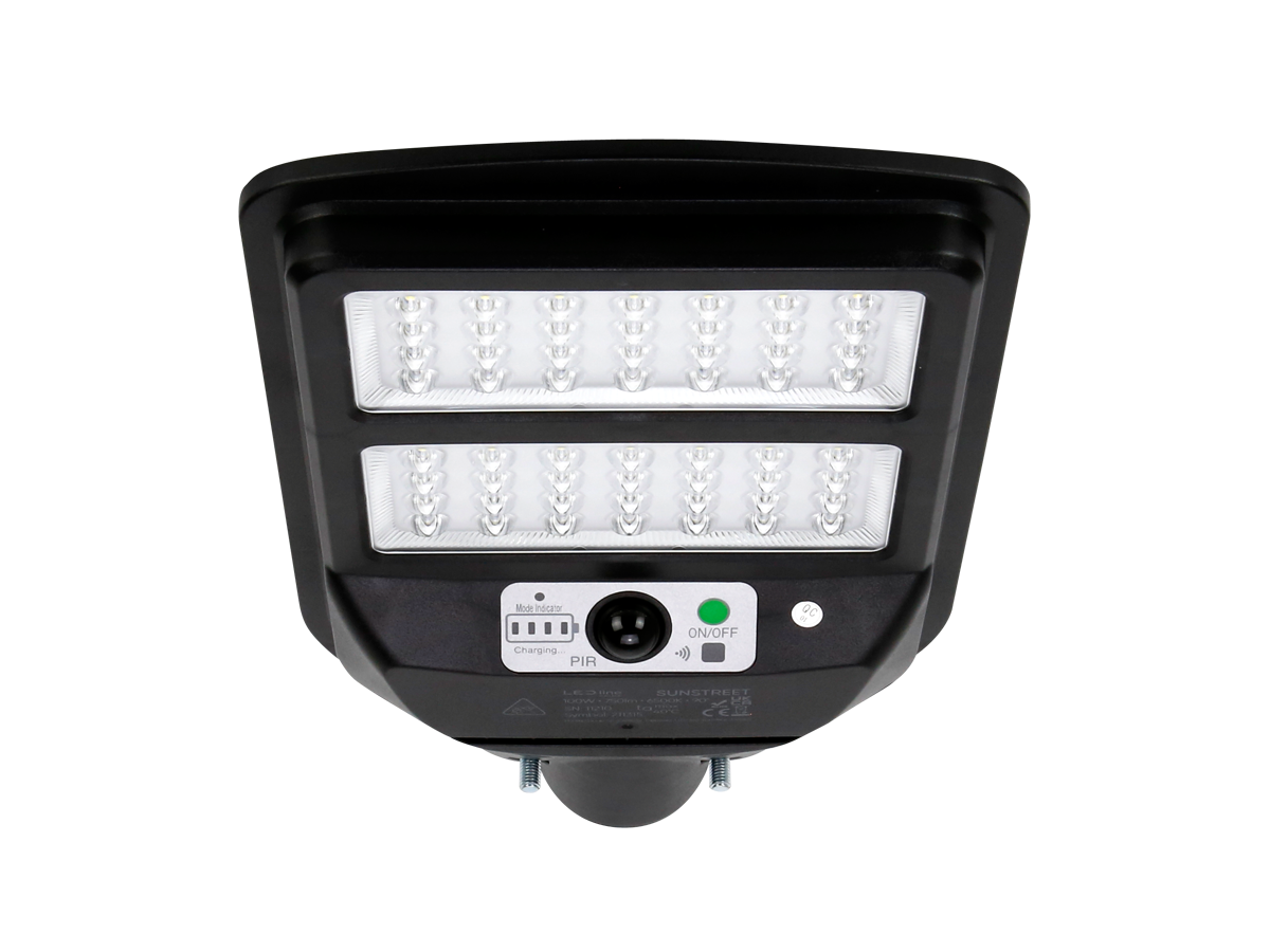 Solar straatlantaarn SUNSTREET 6500K 100W 750lm IP54 zwart PRIME