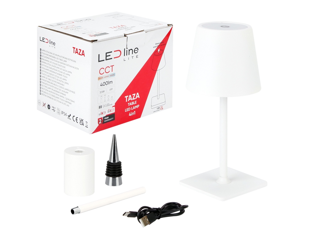 Tafellamp TAZA 3,5W 400lm CCT IP54 wit 2x2000mAh 4in1 LITE