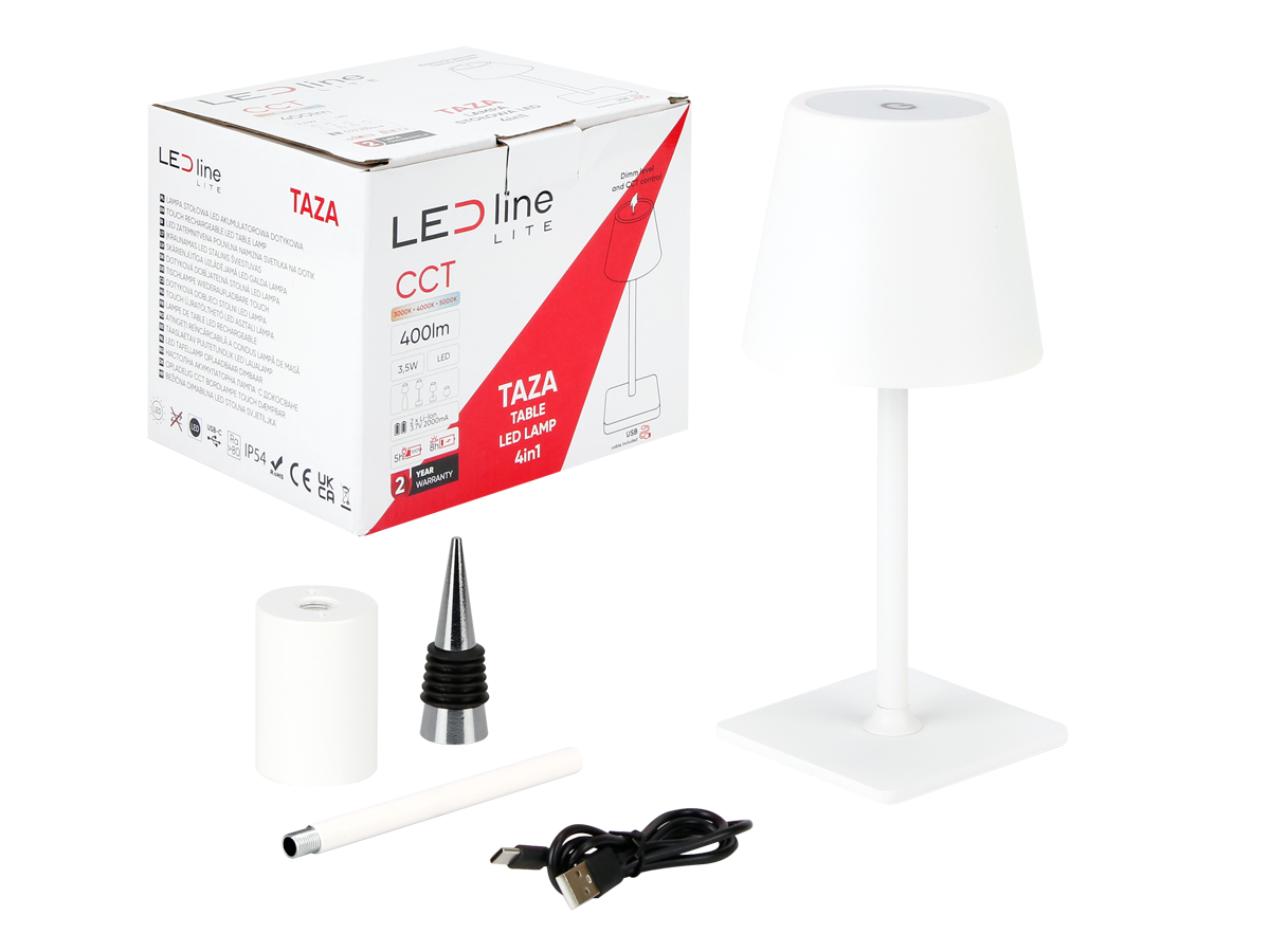 Tafellamp TAZA 3,5W 400lm CCT IP54 wit 2x2000mAh 4in1 LITE