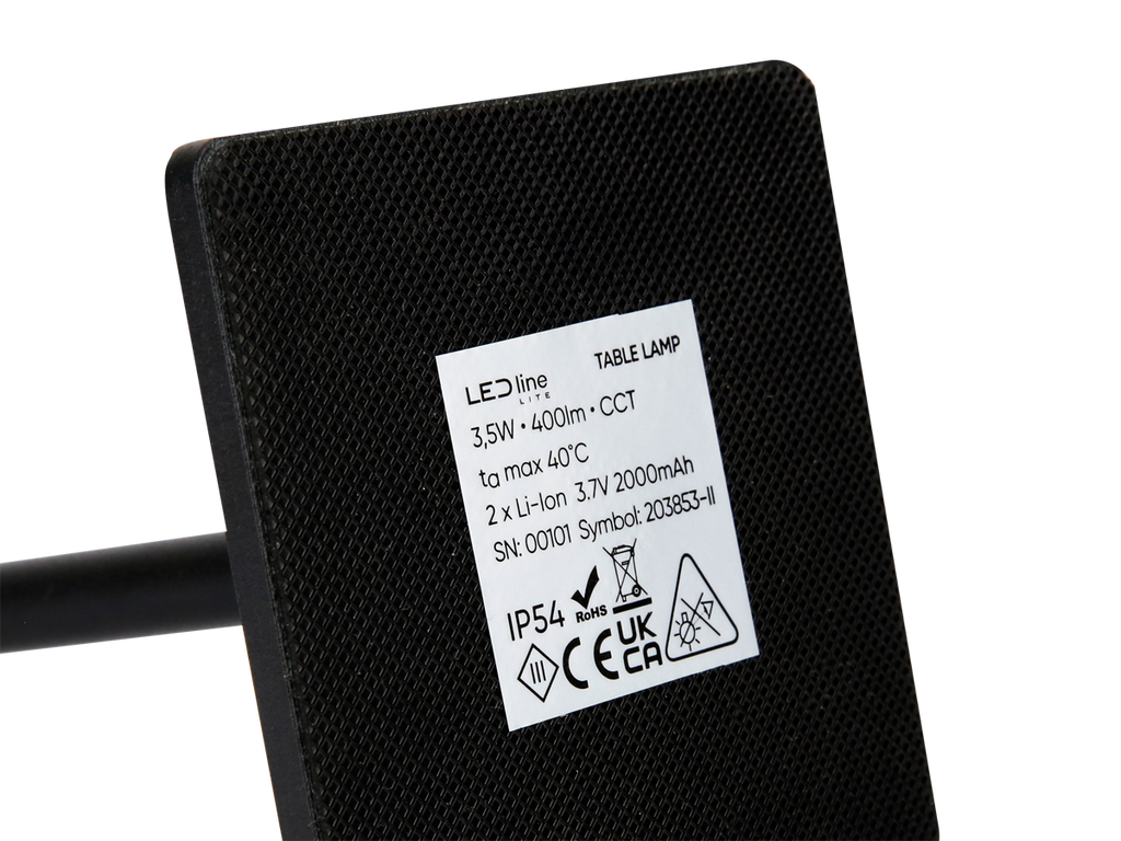 Tafellamp TAZA 3,5W 400lm CCT IP54 zwart 2x2000mAh 4in1 LITE