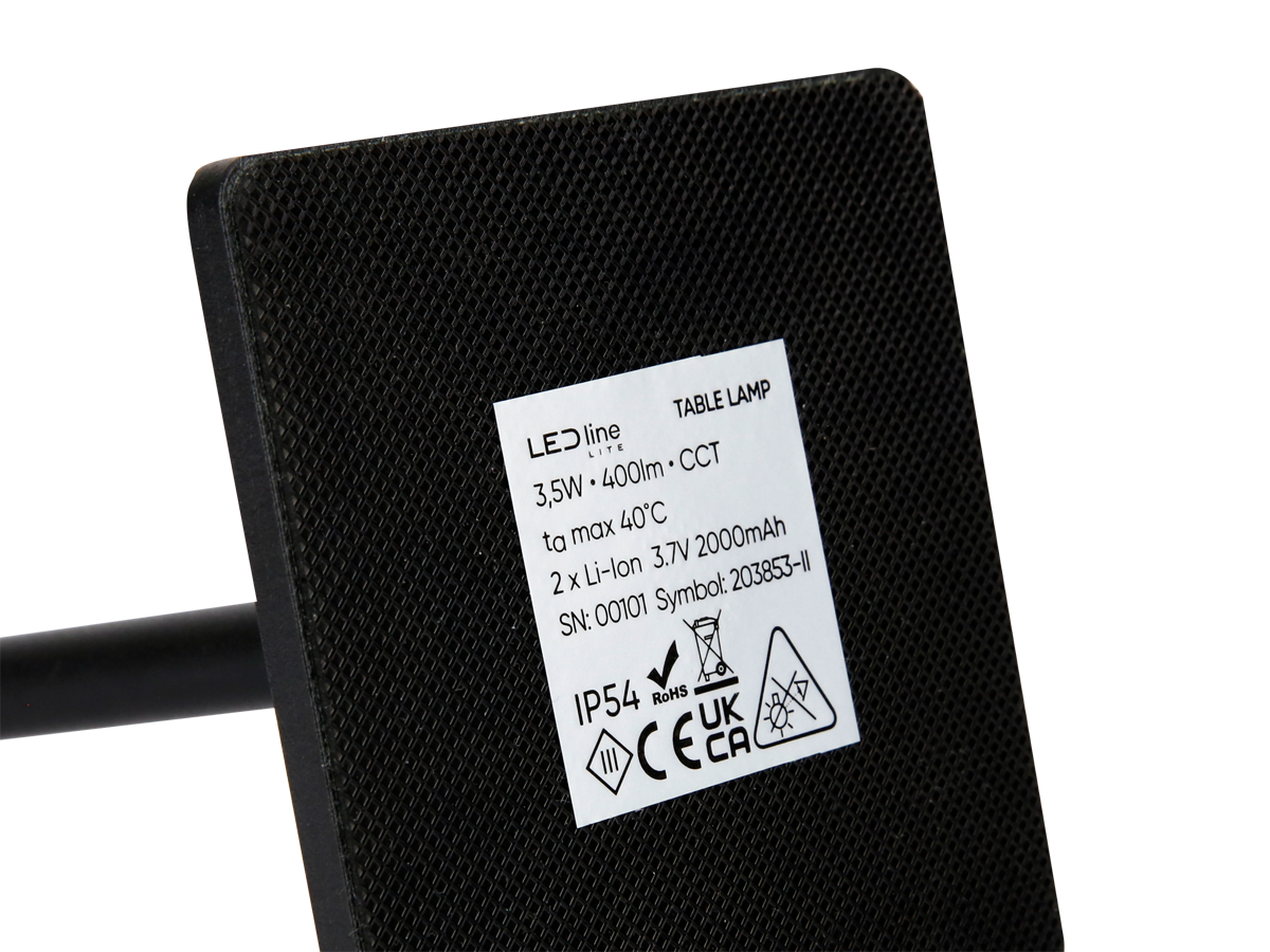 Tafellamp TAZA 3,5W 400lm CCT IP54 zwart 2x2000mAh 4in1 LITE