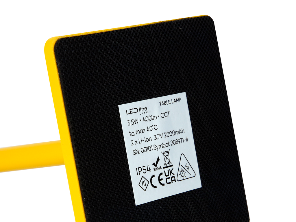 Tafellamp TAZA 3,5W 400lm CCT IP54 geel 2x2000mAh 4in1 LITE