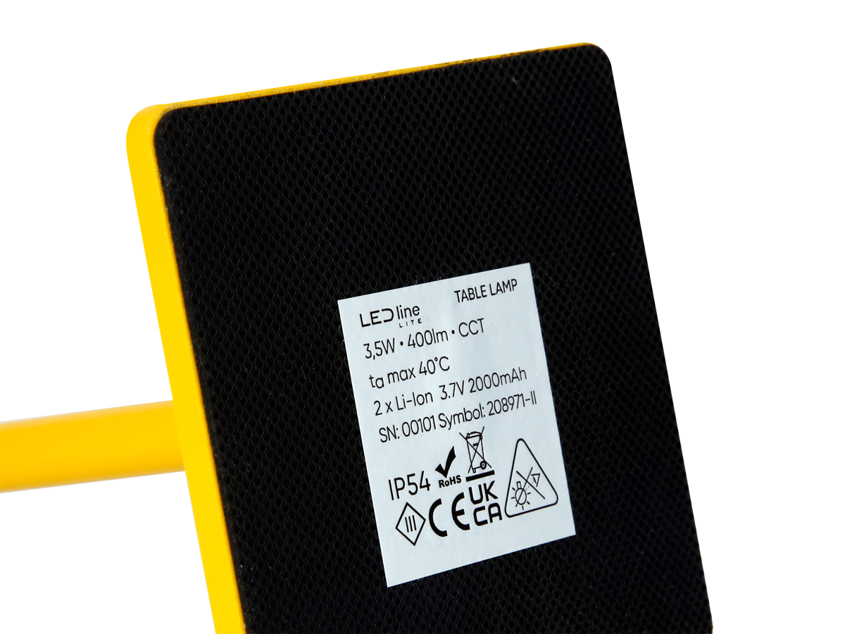 Tafellamp TAZA 3,5W 400lm CCT IP54 geel 2x2000mAh 4in1 LITE