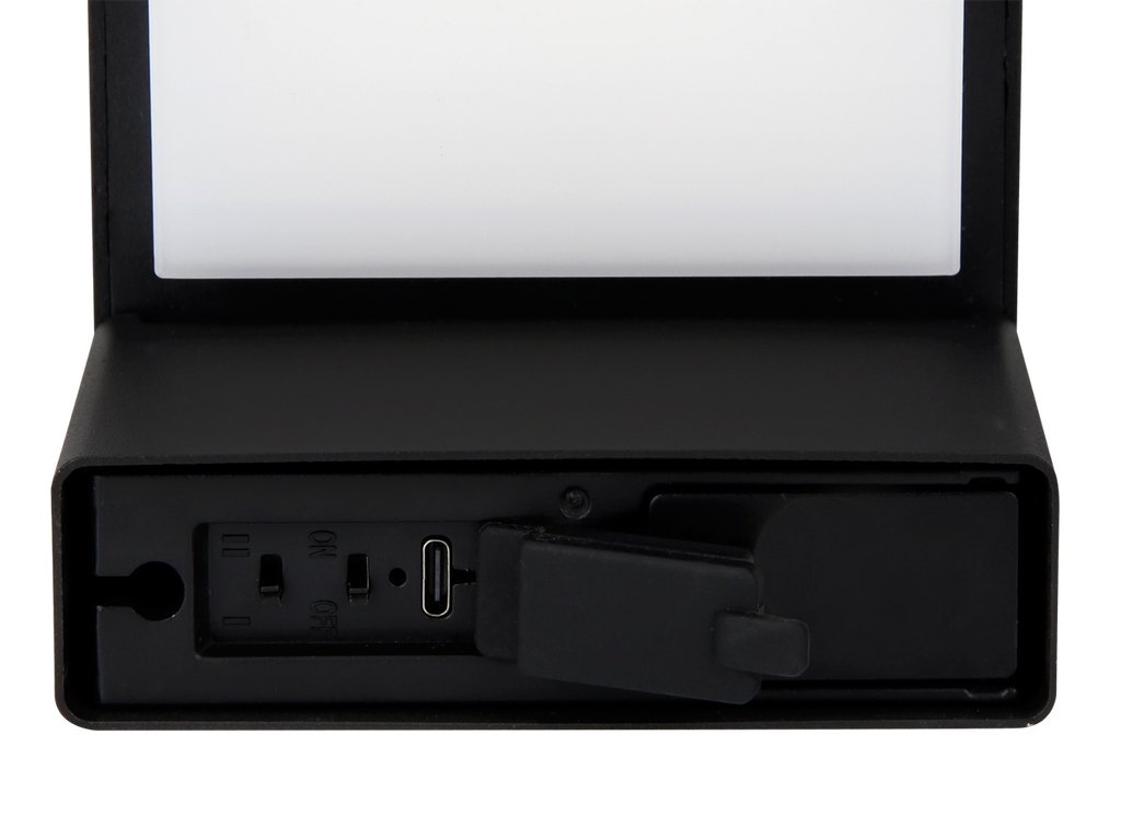 Solar wandlamp SUNTIS 3000K 220lm 2Ah USB-C vierkant IP54 zwart PRIME