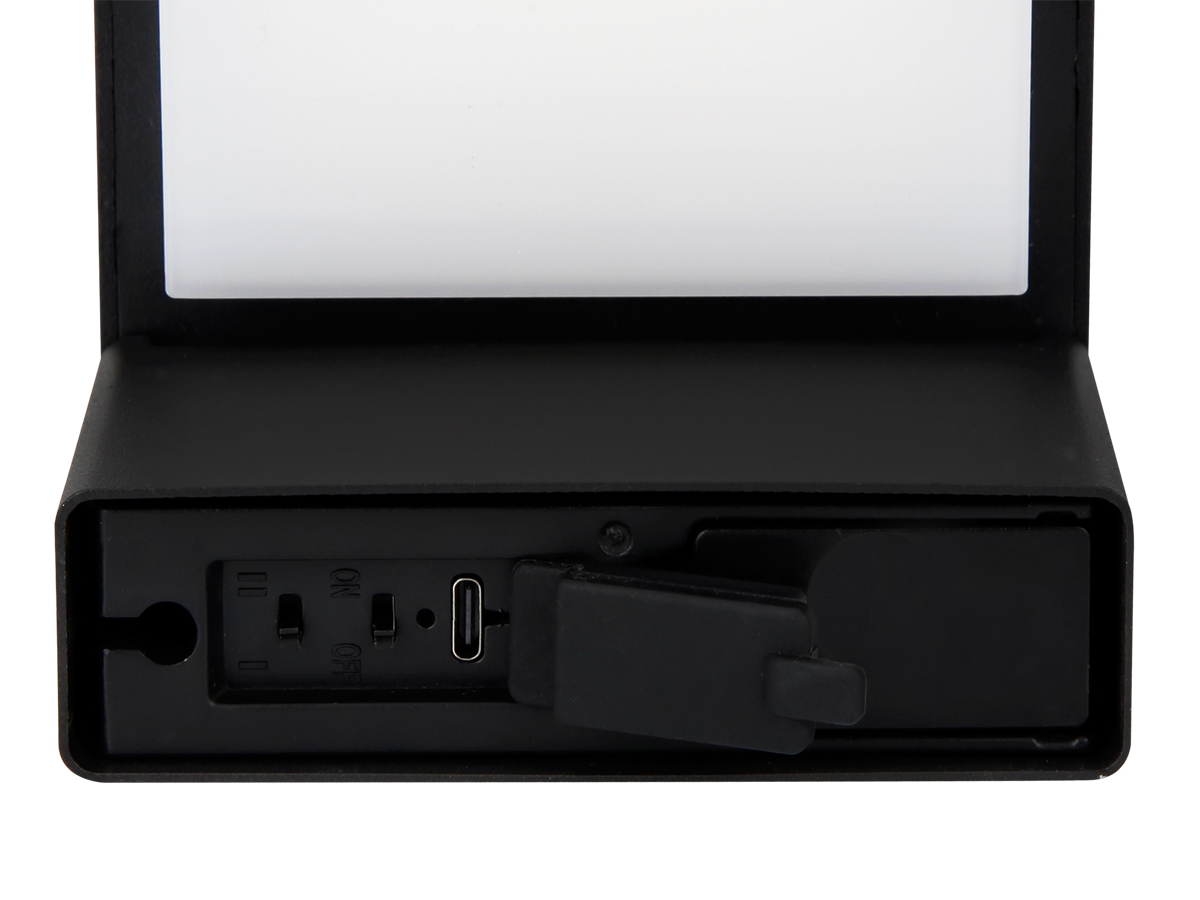 Solar wandlamp SUNTIS 3000K 220lm 2Ah USB-C vierkant IP54 zwart PRIME