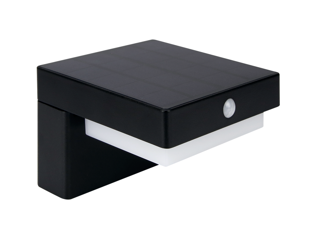 Solar wandlamp SUNTIS 3000K 220lm 2Ah USB-C vierkant IP54 zwart PRIME