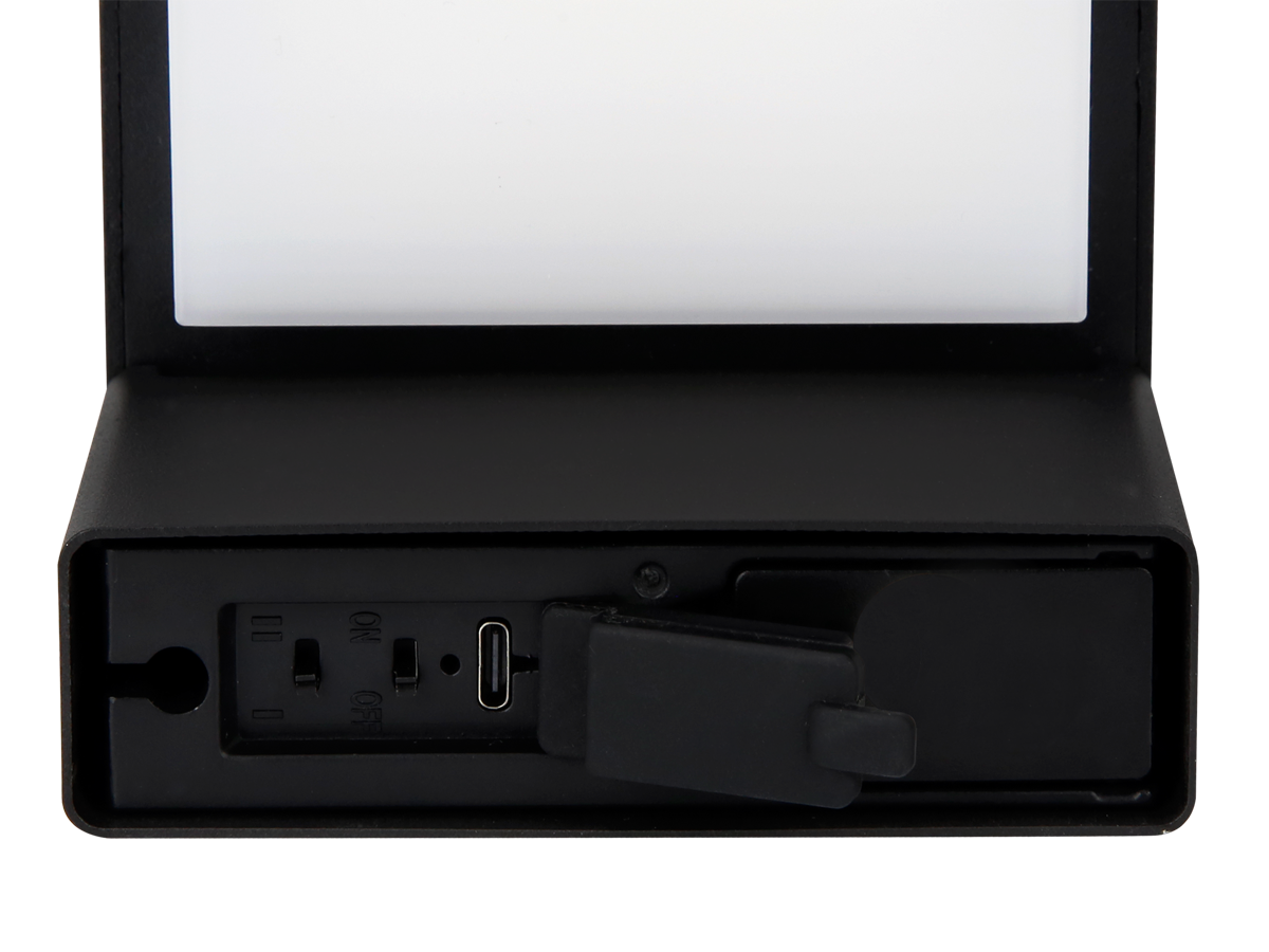 Solar grondspiegel SUNTIS 3000K 220lm 2Ah USB-C vierkant IP54 zwart PRIME