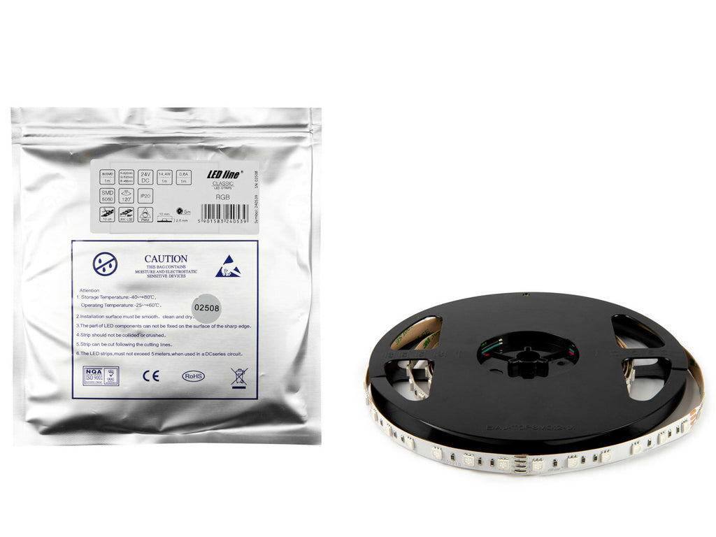 LED strip 300/5m SMD 24V RGB 14.4W IP20 10mm 5m PRIME