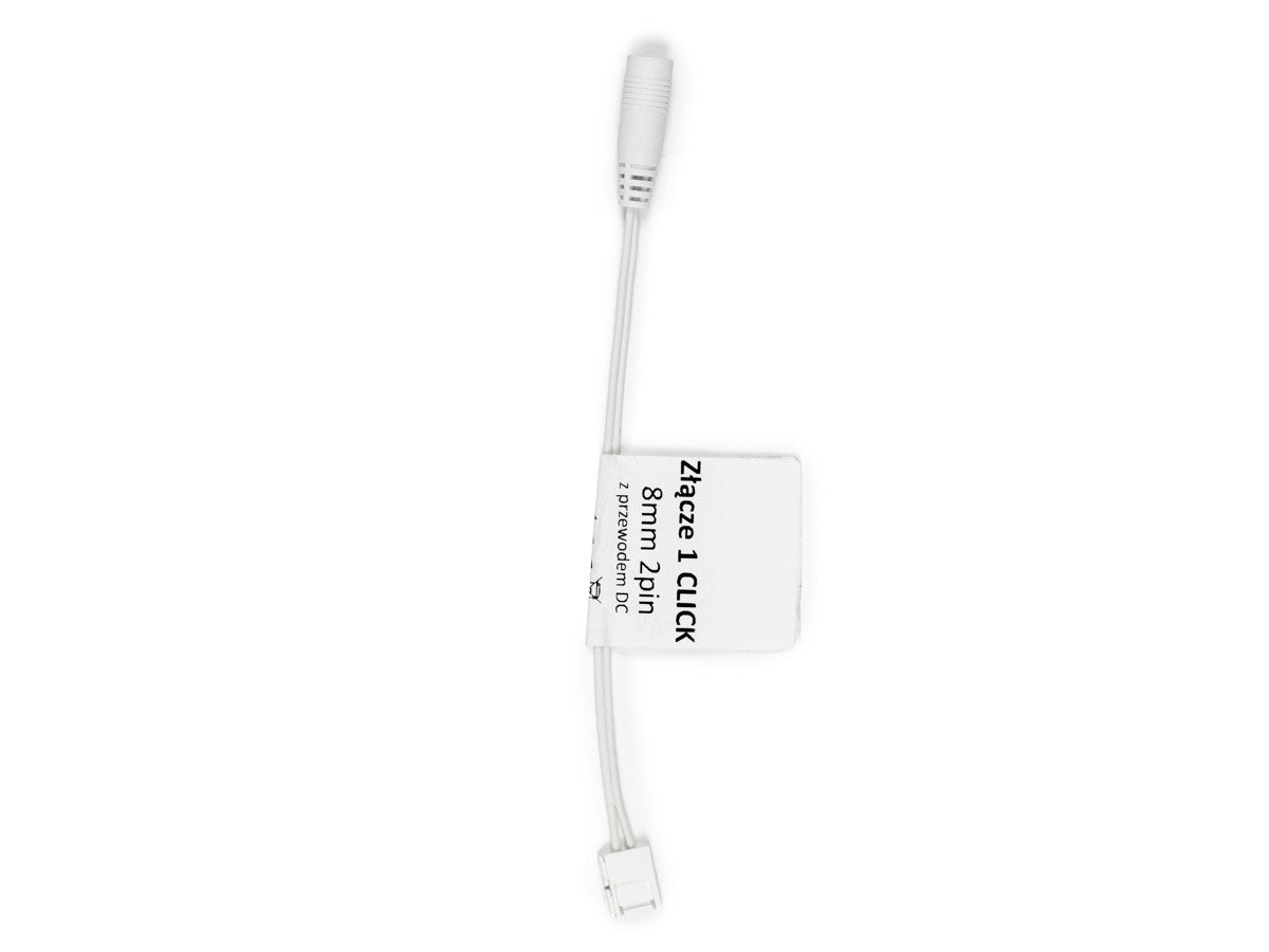 Connector voor LED strips CLICK CONNECTOR enkel 8mm 2 pins met kabel voor DC jack