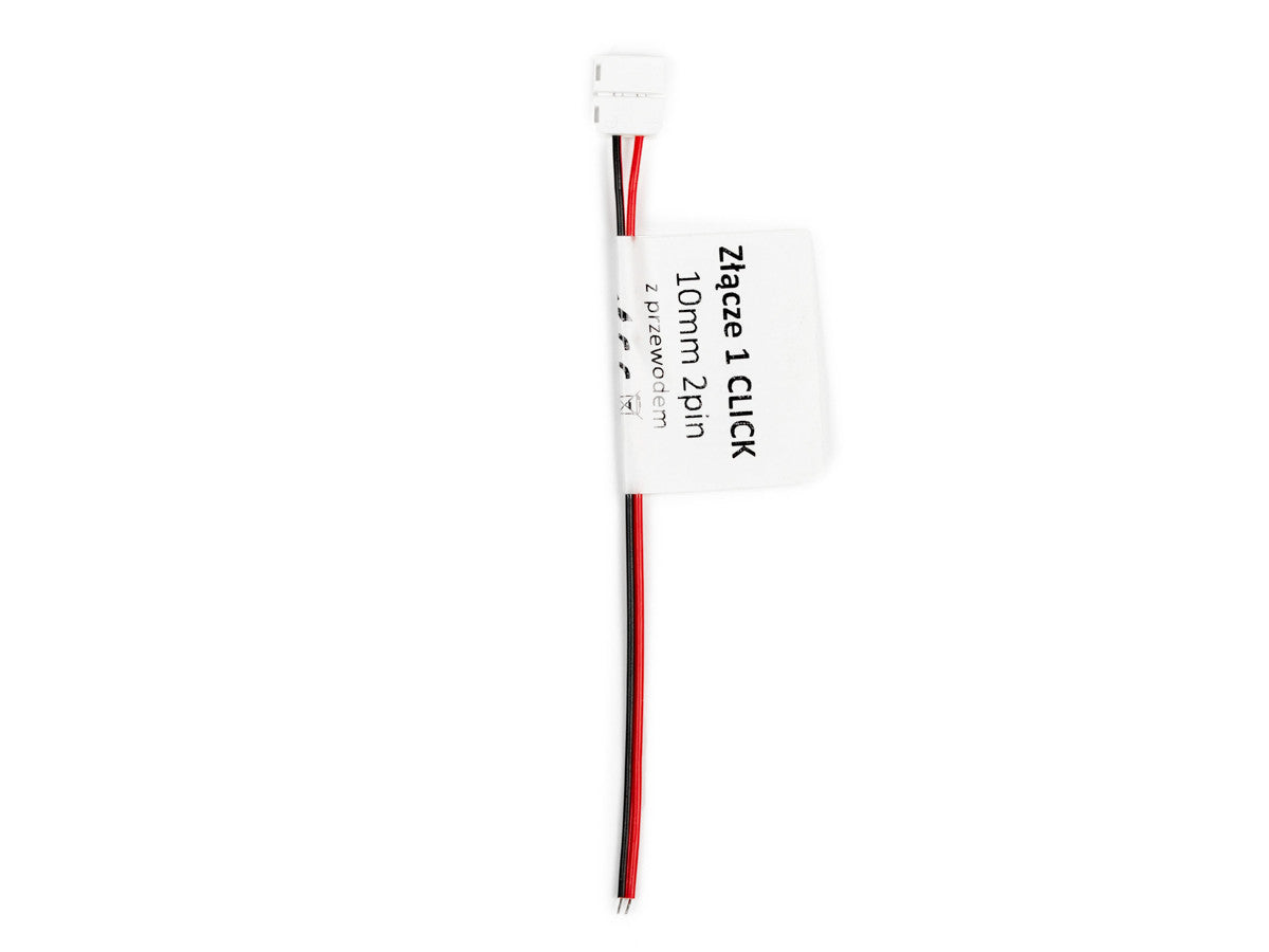 Connector voor LED strips CLICK CONNECTOR enkel 10mm 2 pins met kabel