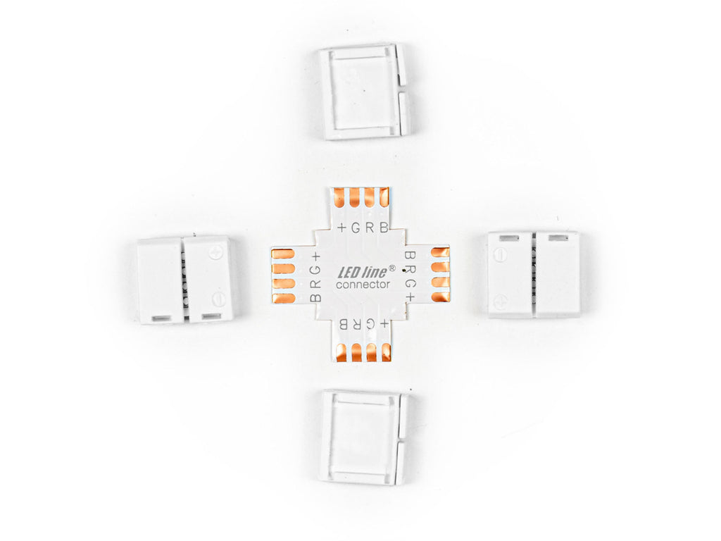 Hoekconnector voor LED strips CLICK CONNECTOR 10mm 4 pins kruis RGB