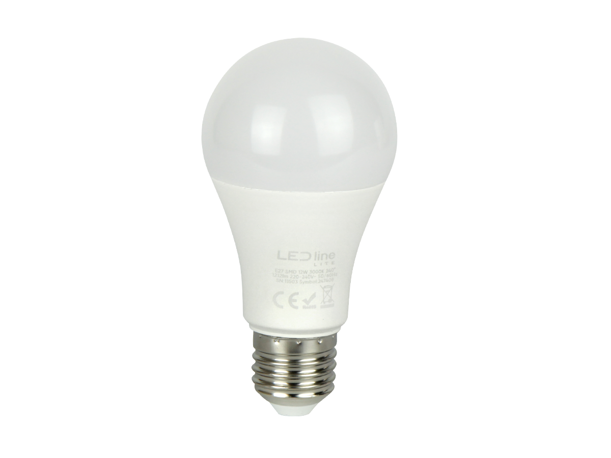 LED-lamp E27 3000K 12W 1212lm 230V 240 ° A60 PC LITE