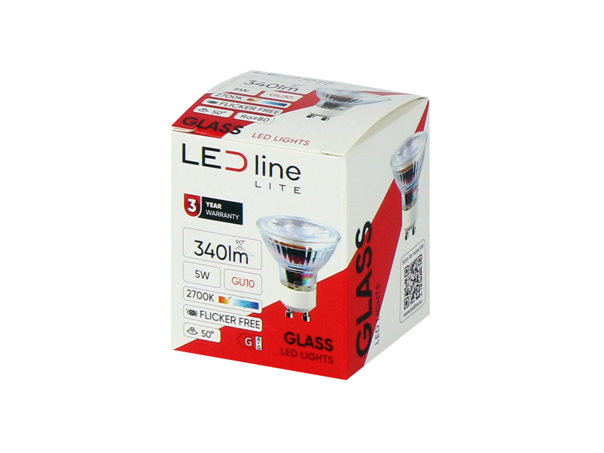 LED lamp GU10 2700K 5W 410lm 230V 50° LITE glas