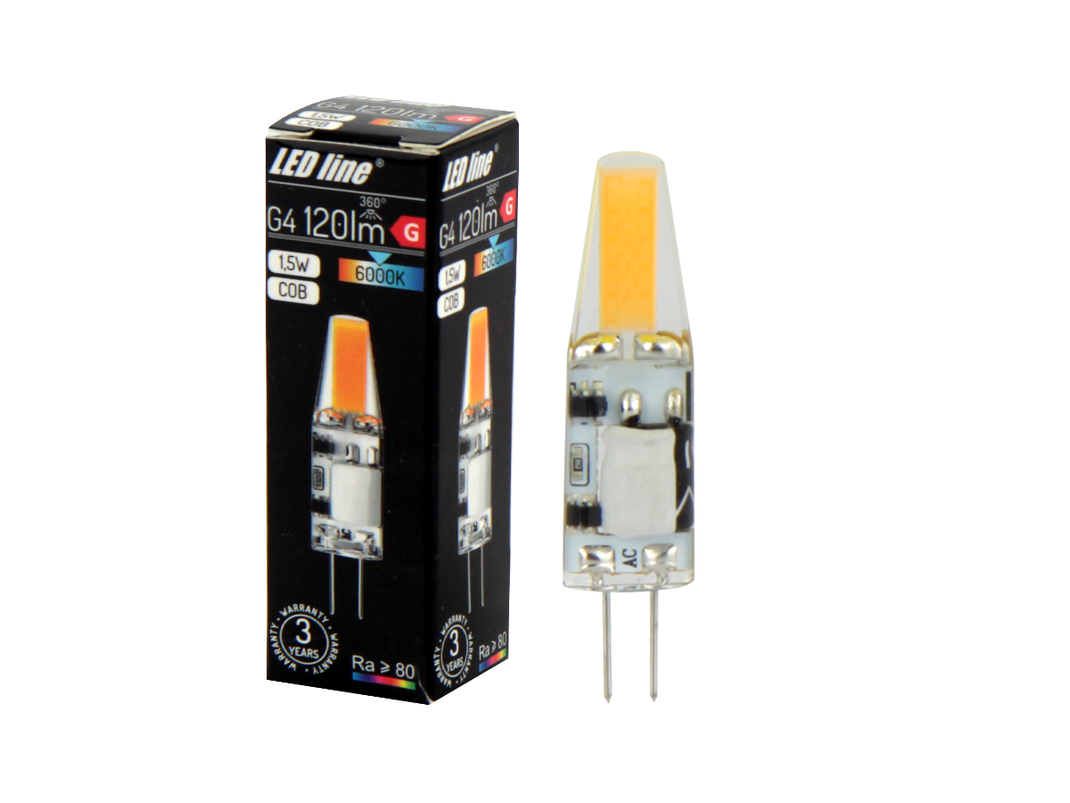 LED-lamp G4 COB 6000K 1,5W 120lm 10-18V AC/DC 360 ° Silicium LITE