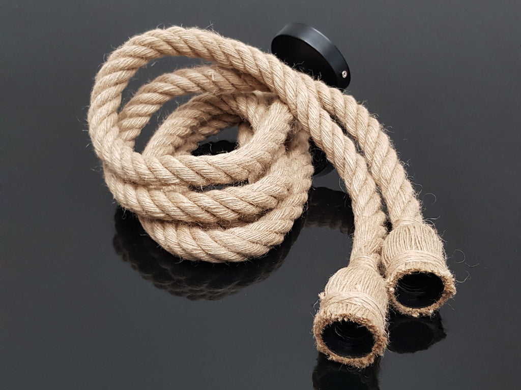 Hang behuizing 2xE27 jute touw 1.5m LITE