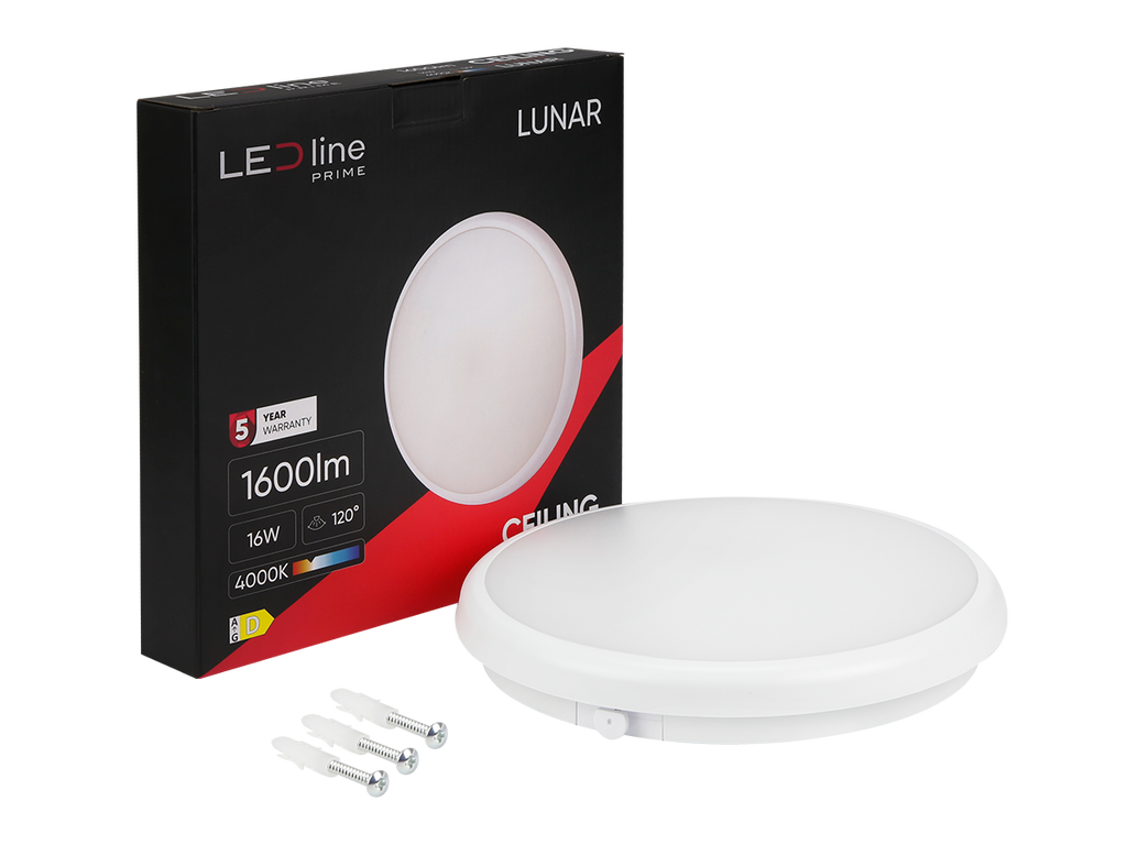 Plafonlamp LUNAR 4000K 16W 1600lm rond IP65 wit PRIME