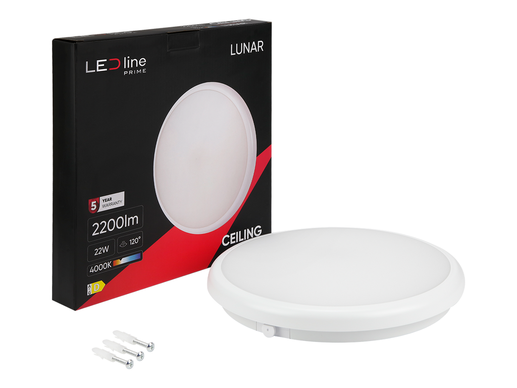 Plafonlamp LUNAR 4000K 22W 2200lm rond IP65 wit PRIME