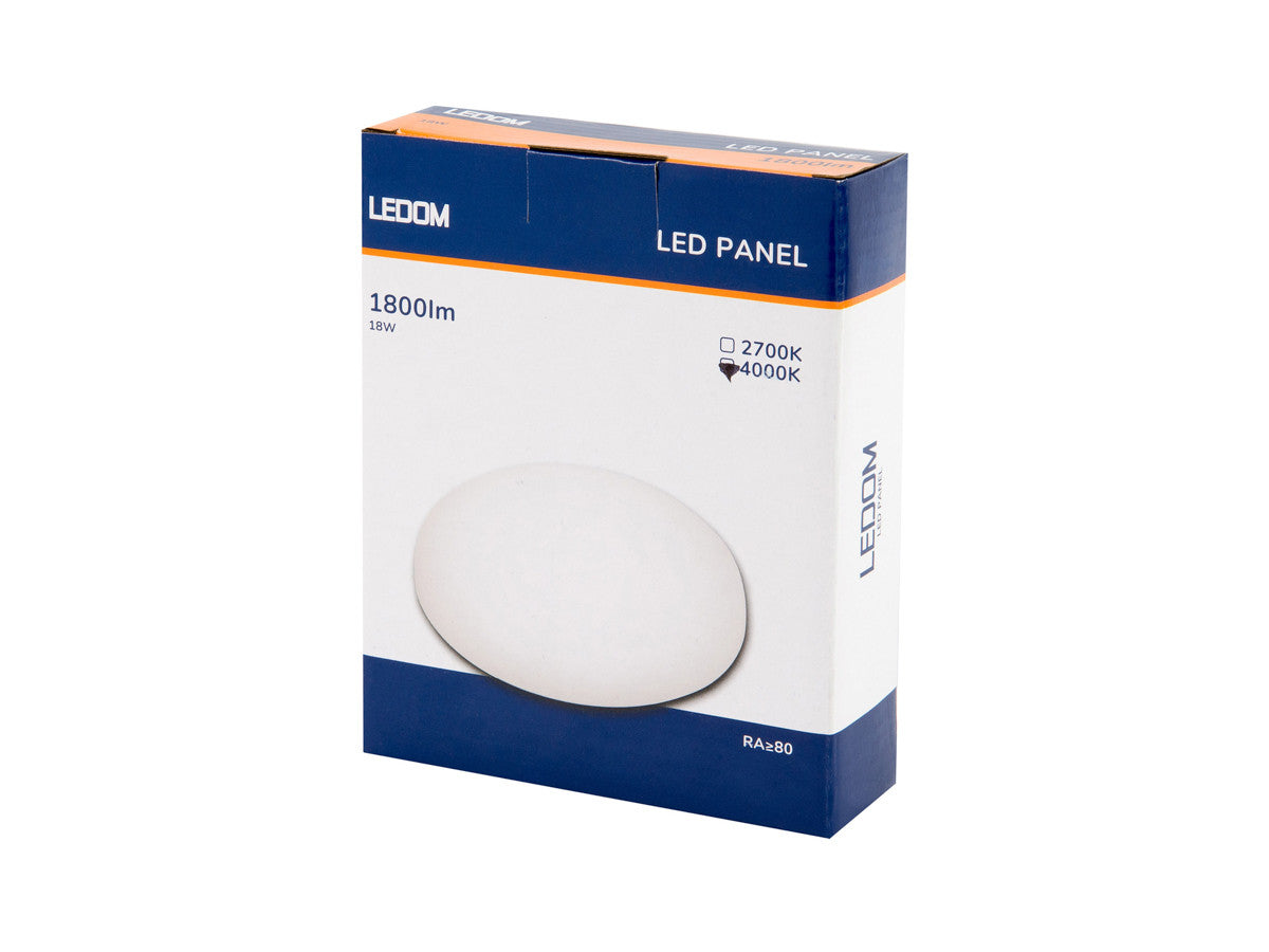 Downlight LEDOM frameloos LED paneel 4000K 18W 1800lm rond IP20 Wit