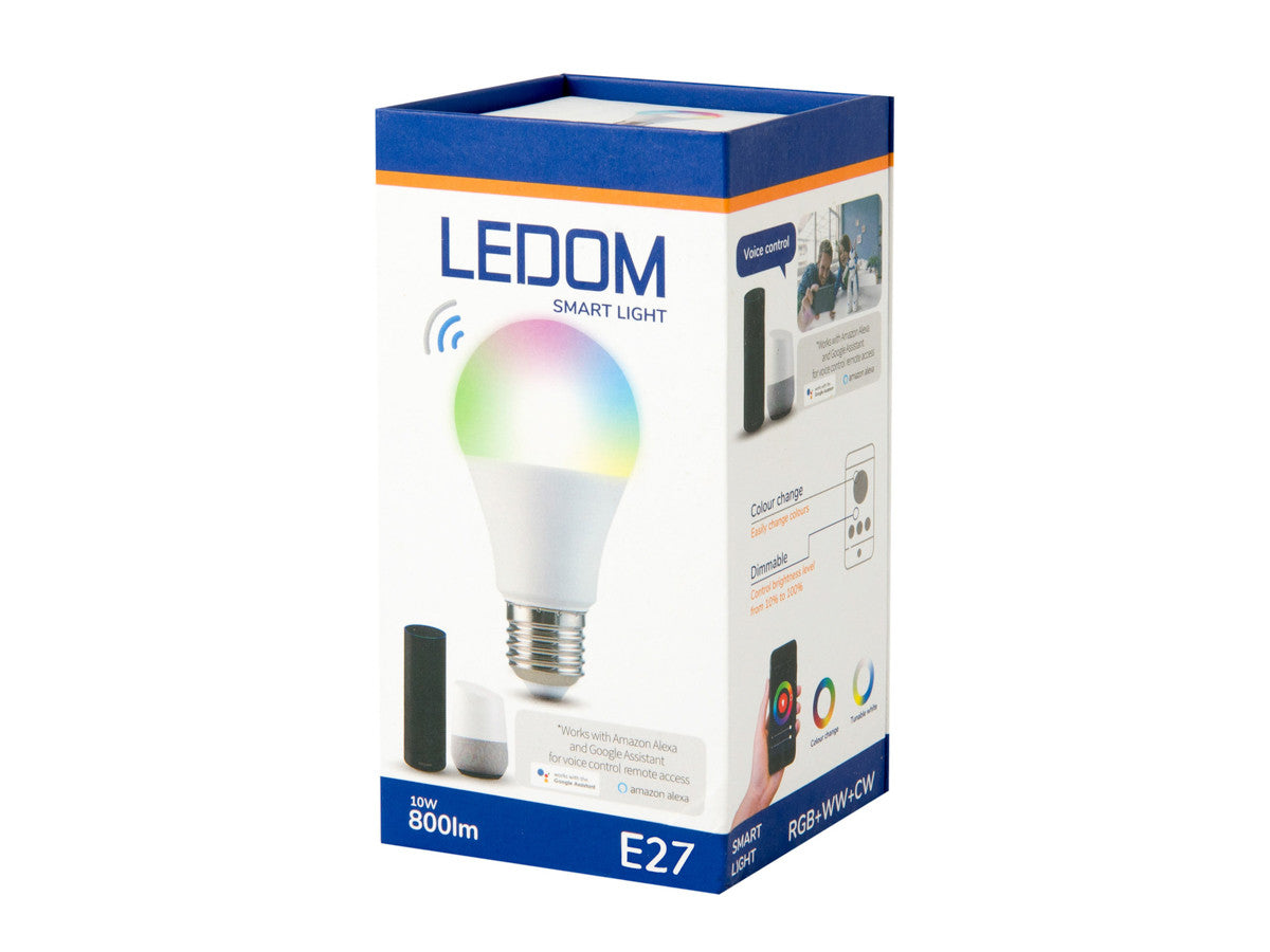 LED-lamp E27 2700-6500K RGBCCT 10W 800lm 230V 220 ° A60 DIM TUYA LITE