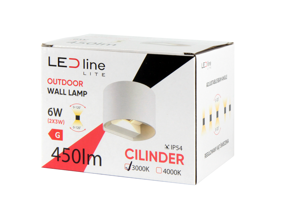 Buiten wandlamp LED 2x3W 3000K IP54 wit CILINDER LITE