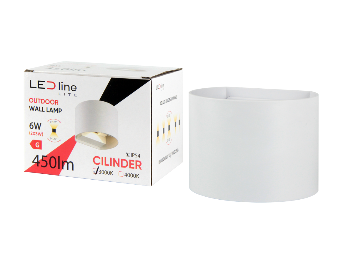 Buiten wandlamp LED 2x3W 3000K IP54 wit CILINDER LITE