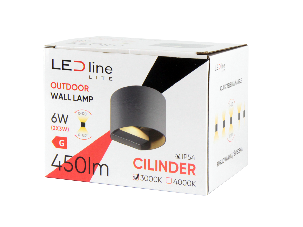 Buitenwandlamp LED 2x3W 3000K IP54 grijs CILINDER LITE