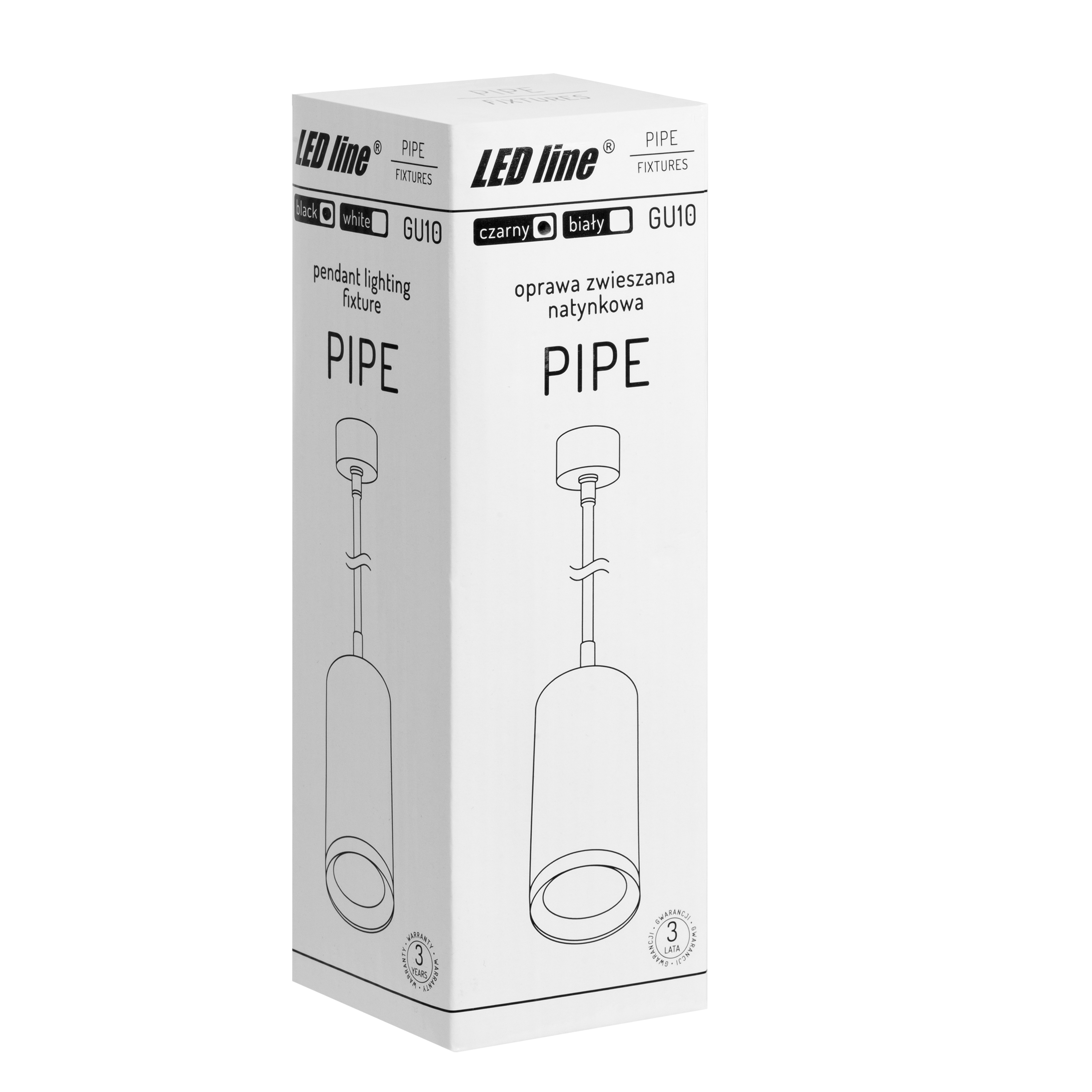 Hangende plafondarmatuur PIPE GU10 rond IP20 zwart LITE