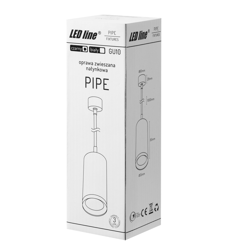 Hangende plafondarmatuur PIPE GU10 rond IP20 zwart LITE
