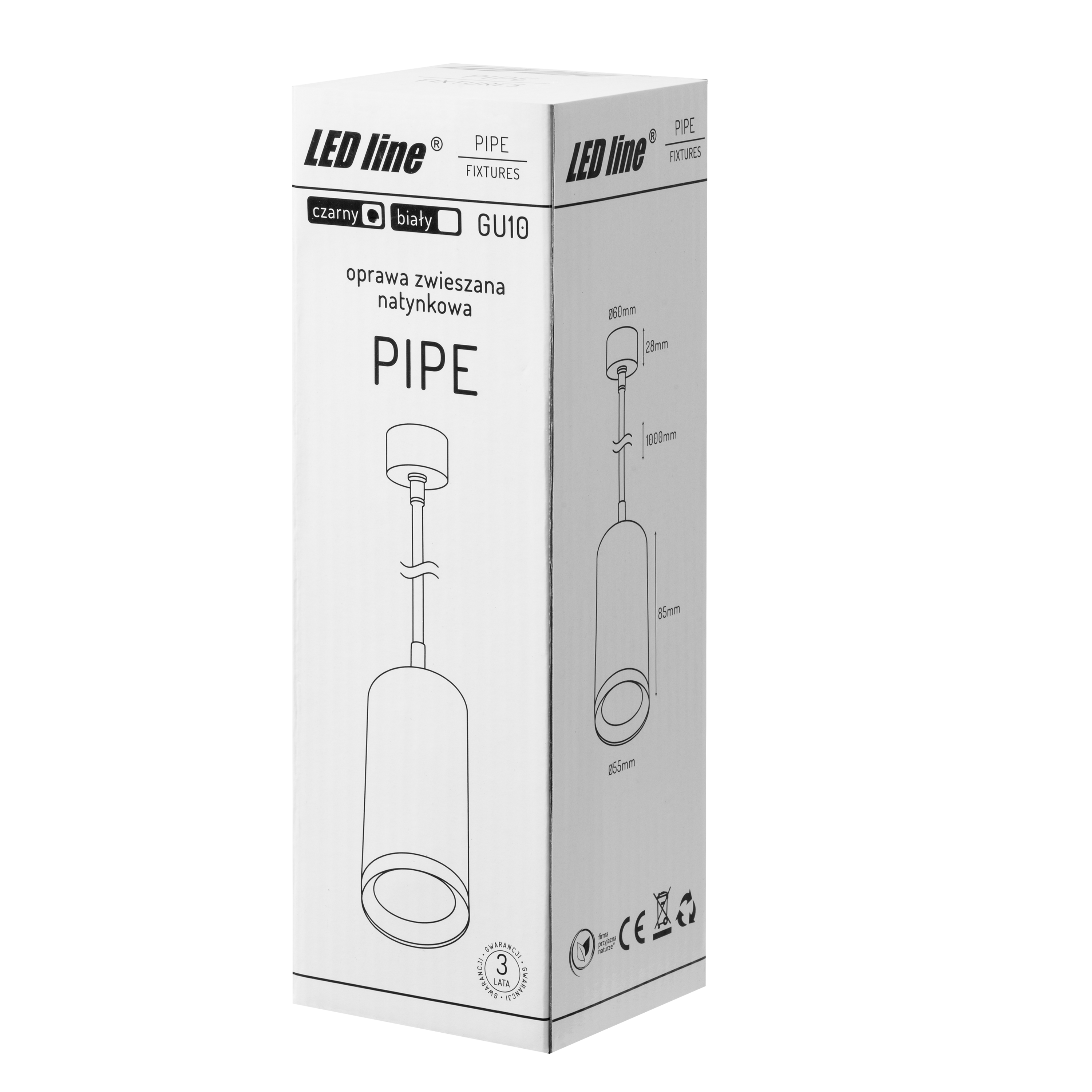 Hangende plafondarmatuur PIPE GU10 rond IP20 zwart LITE