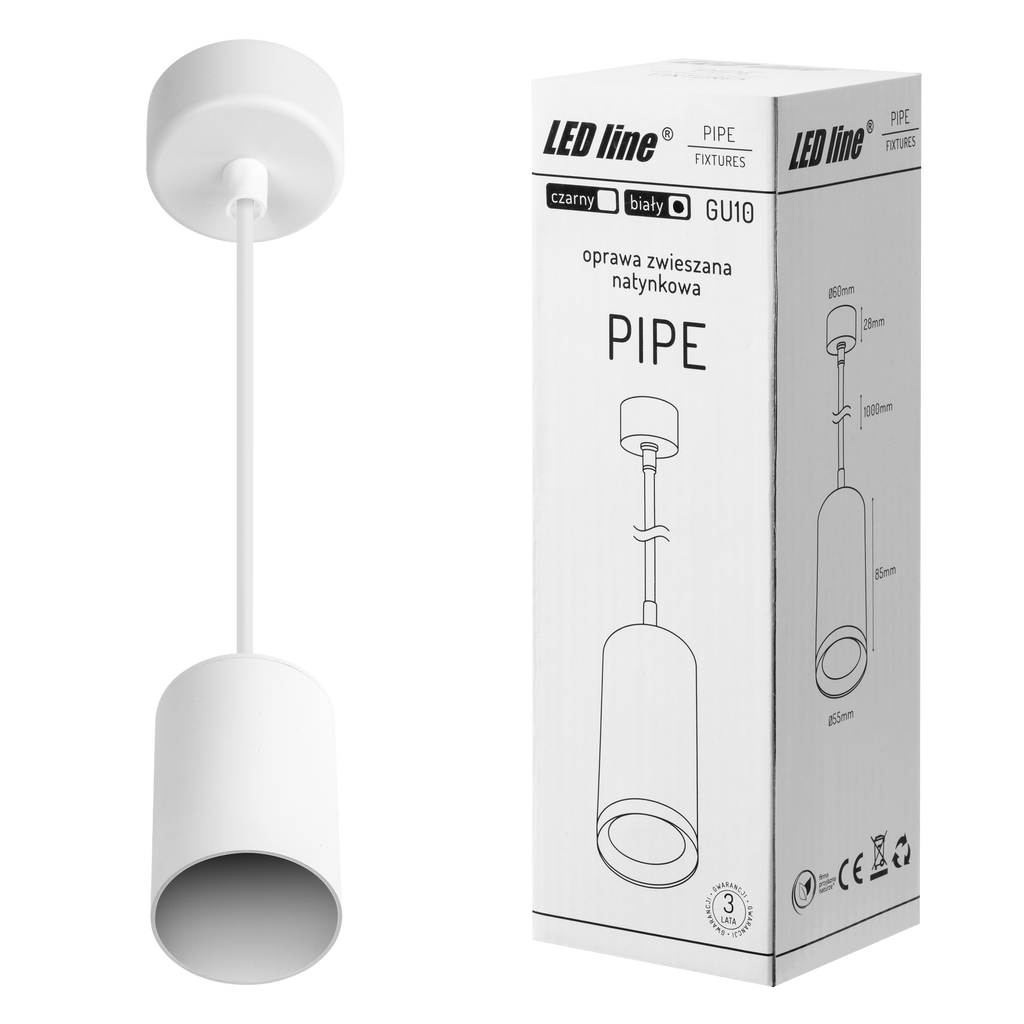 Hangende plafondarmatuur PIPE GU10 rond IP20 wit LITE
