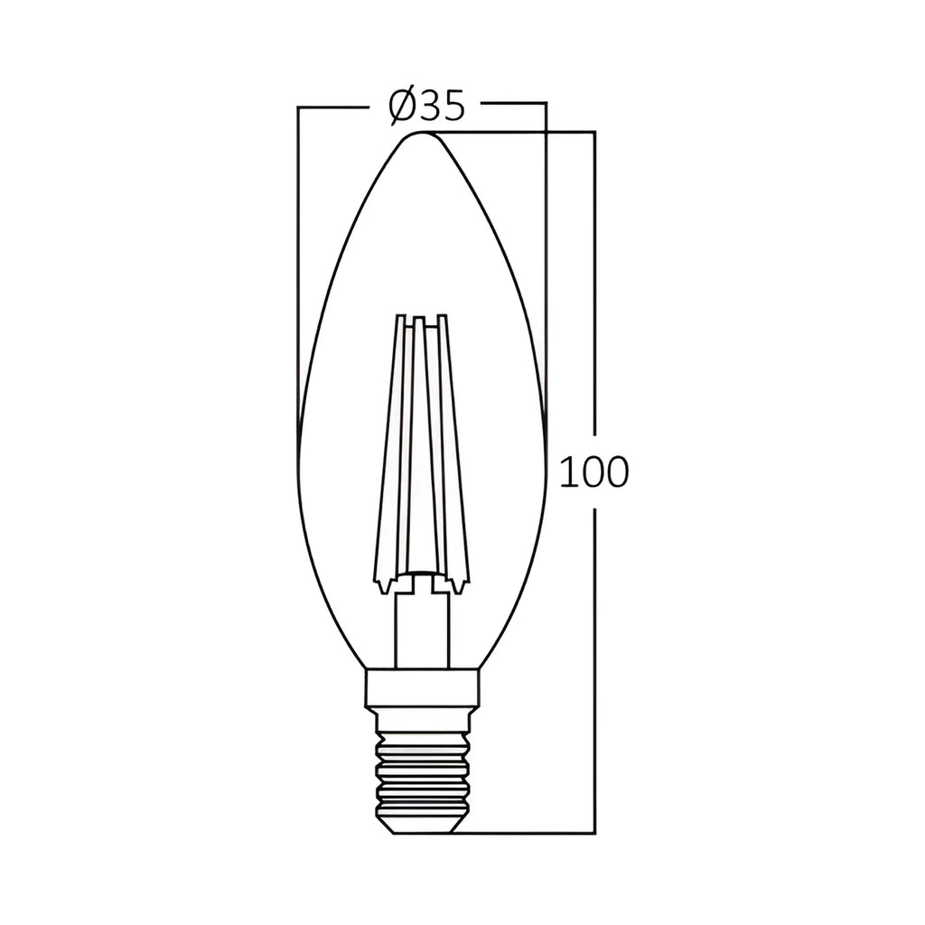 Braytron Advance LED Lamp 4W E14 3000K Transparant C35
