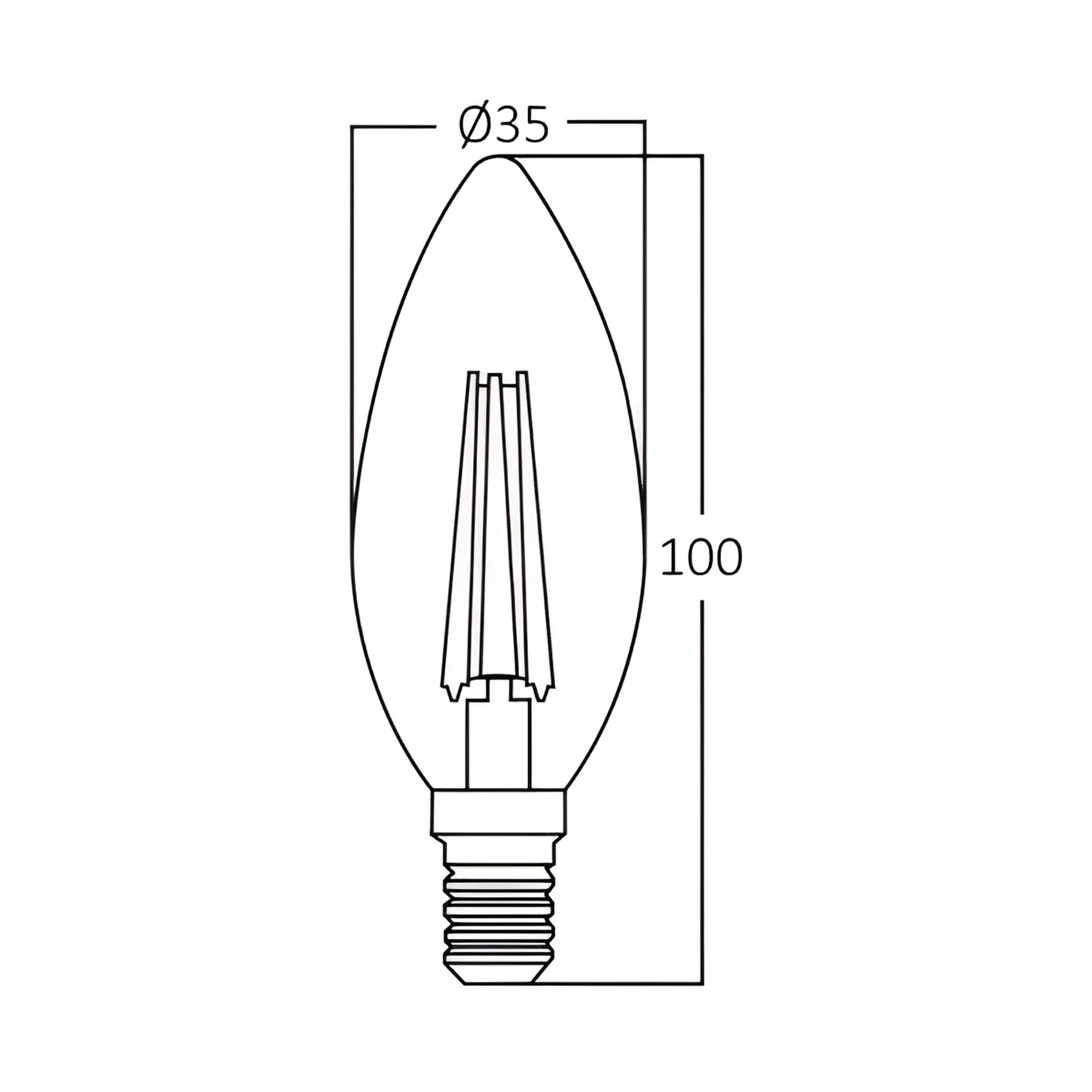 Braytron Advance LED Lamp 4W E14 3000K Transparant C35
