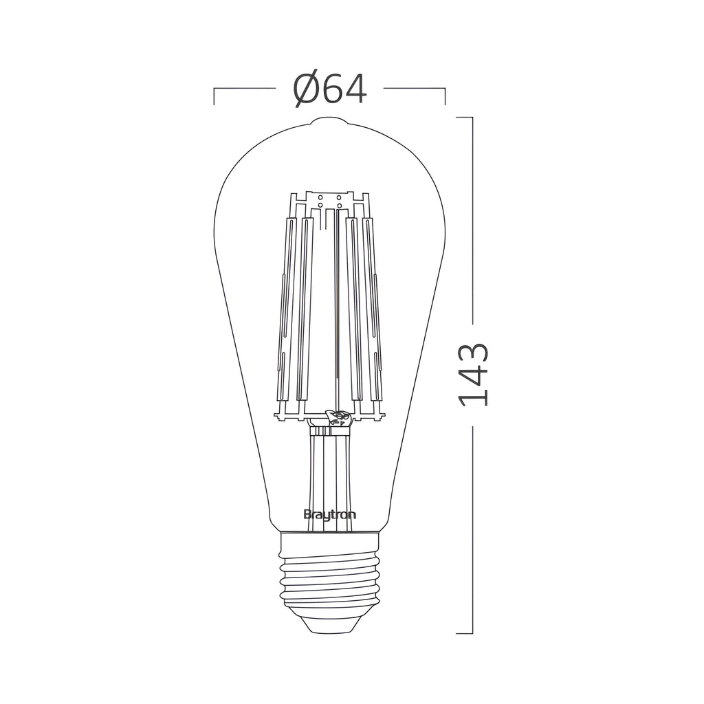 Braytron Advance LED Lamp 6W E27 2200K ST64 AMB