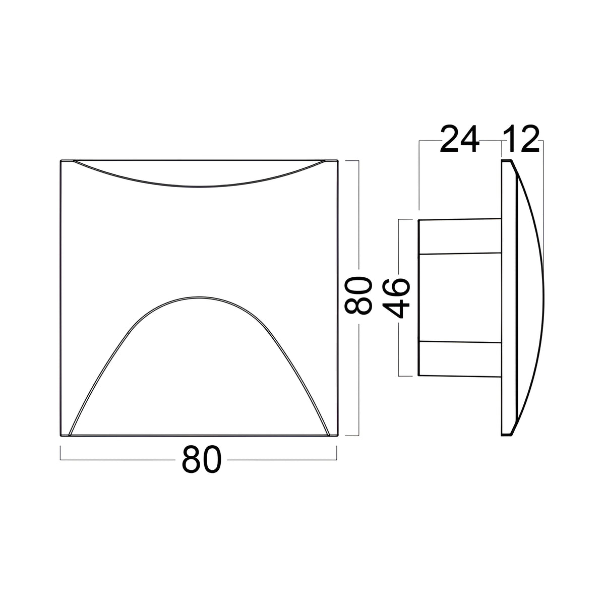 Braytron Veksus Wandlamp 3W 3000K IP65 Zwart SQR