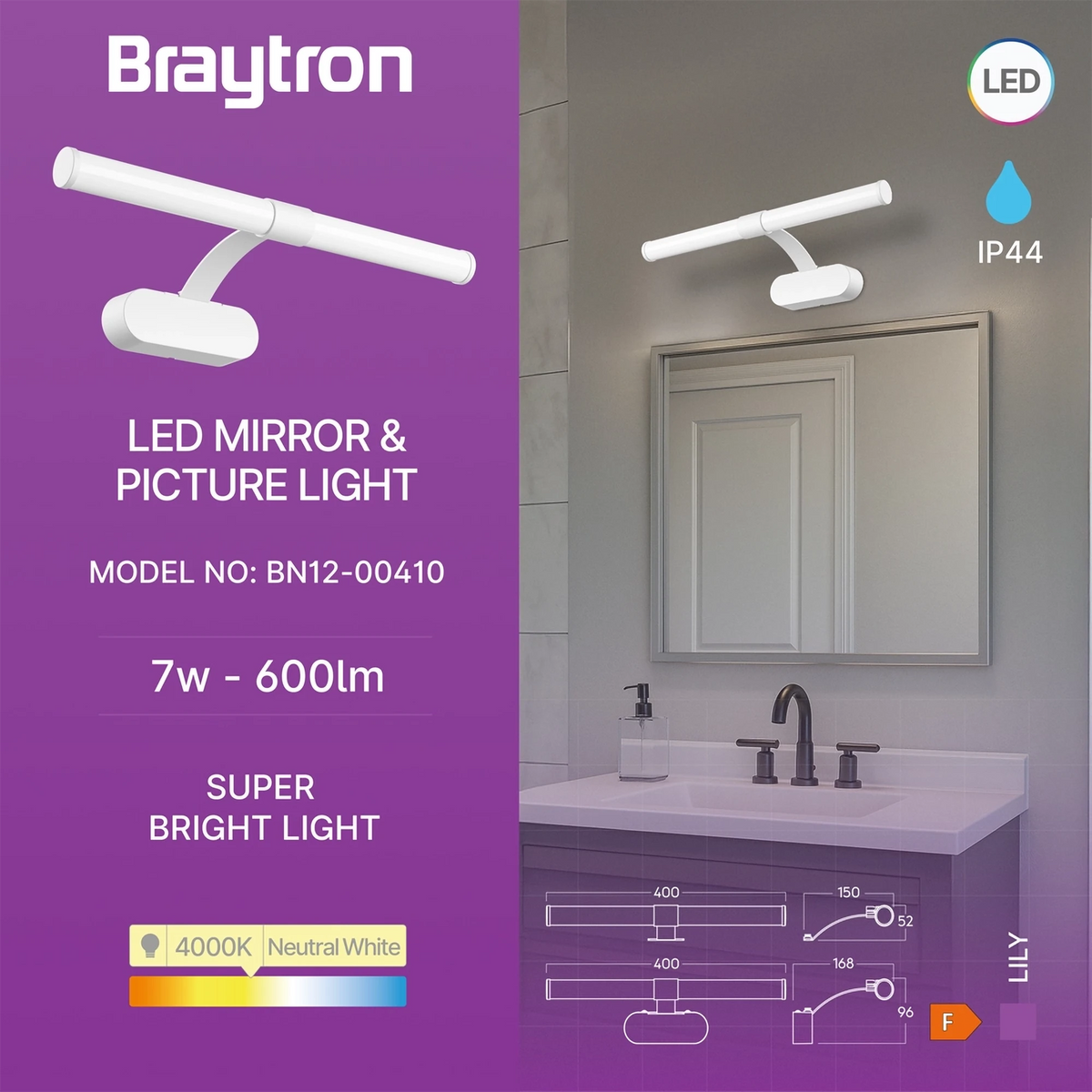 Braytron Lily Spiegellamp 7W 4000K Wit C 400