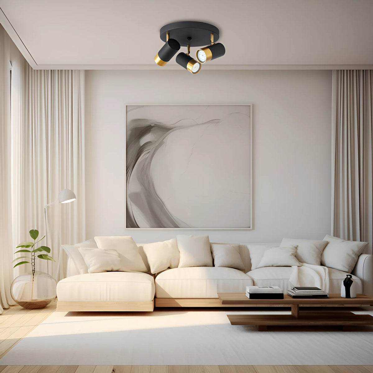 Braytron G002C Plafondlamp Zwart 3H 3xGU10