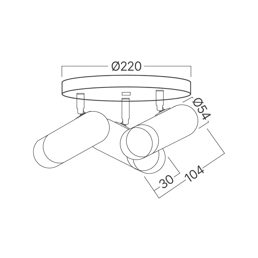 Braytron G002C Plafondlamp Zwart 3H 3xGU10
