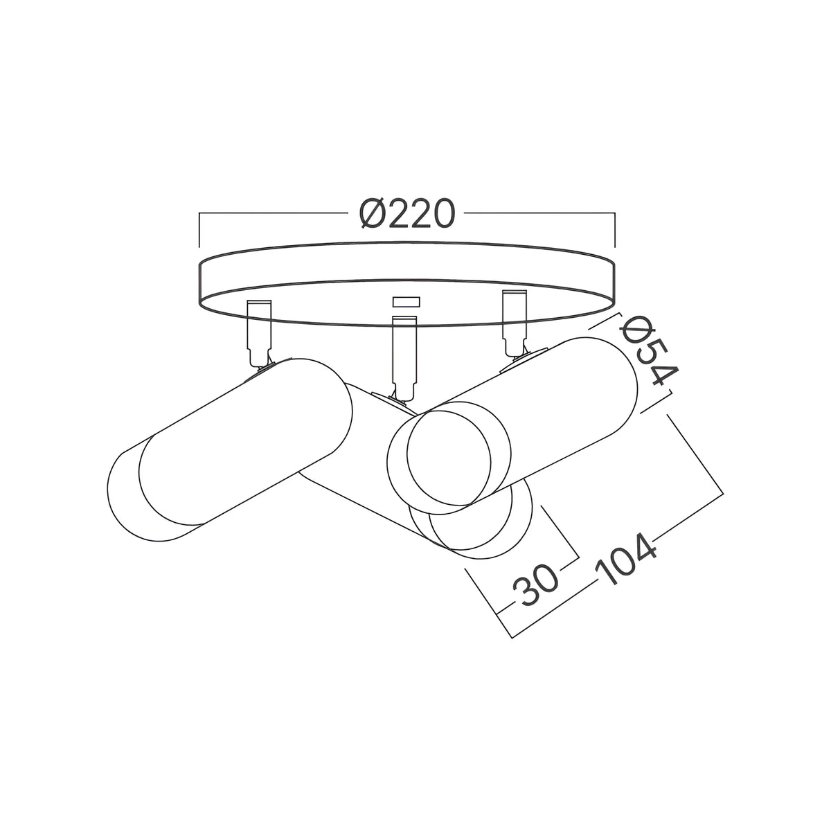 Braytron G002C Plafondlamp Zwart 3H 3xGU10