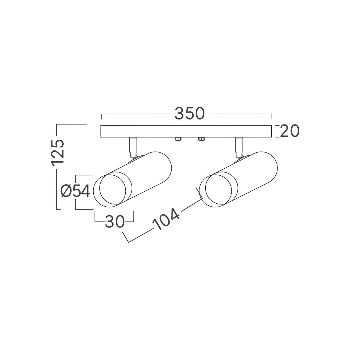 Braytron G002C Plafondlamp Zwart 2H 2xGU10