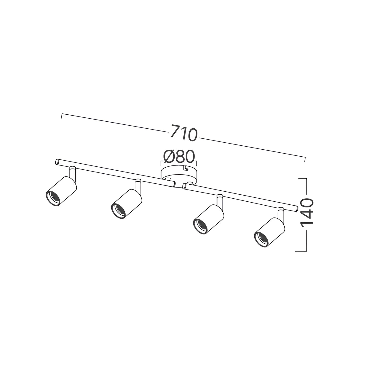Braytron G003C Plafondlamp Zwart 4H 4xE27