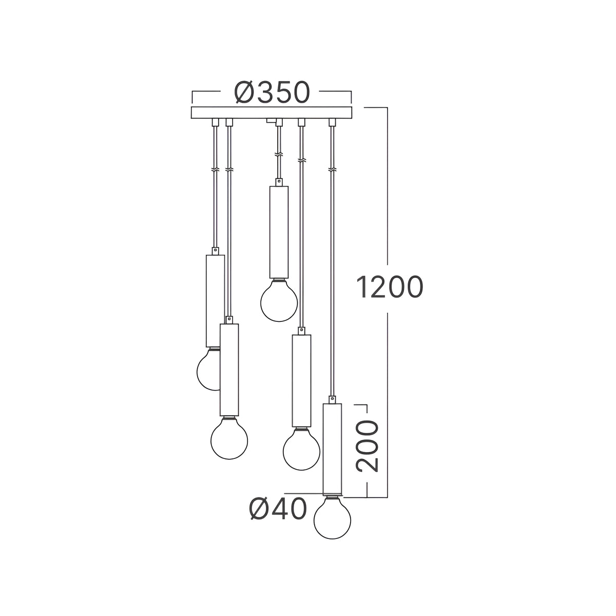 Braytron G005R Hanglamp Zwart 5H 5xE27
