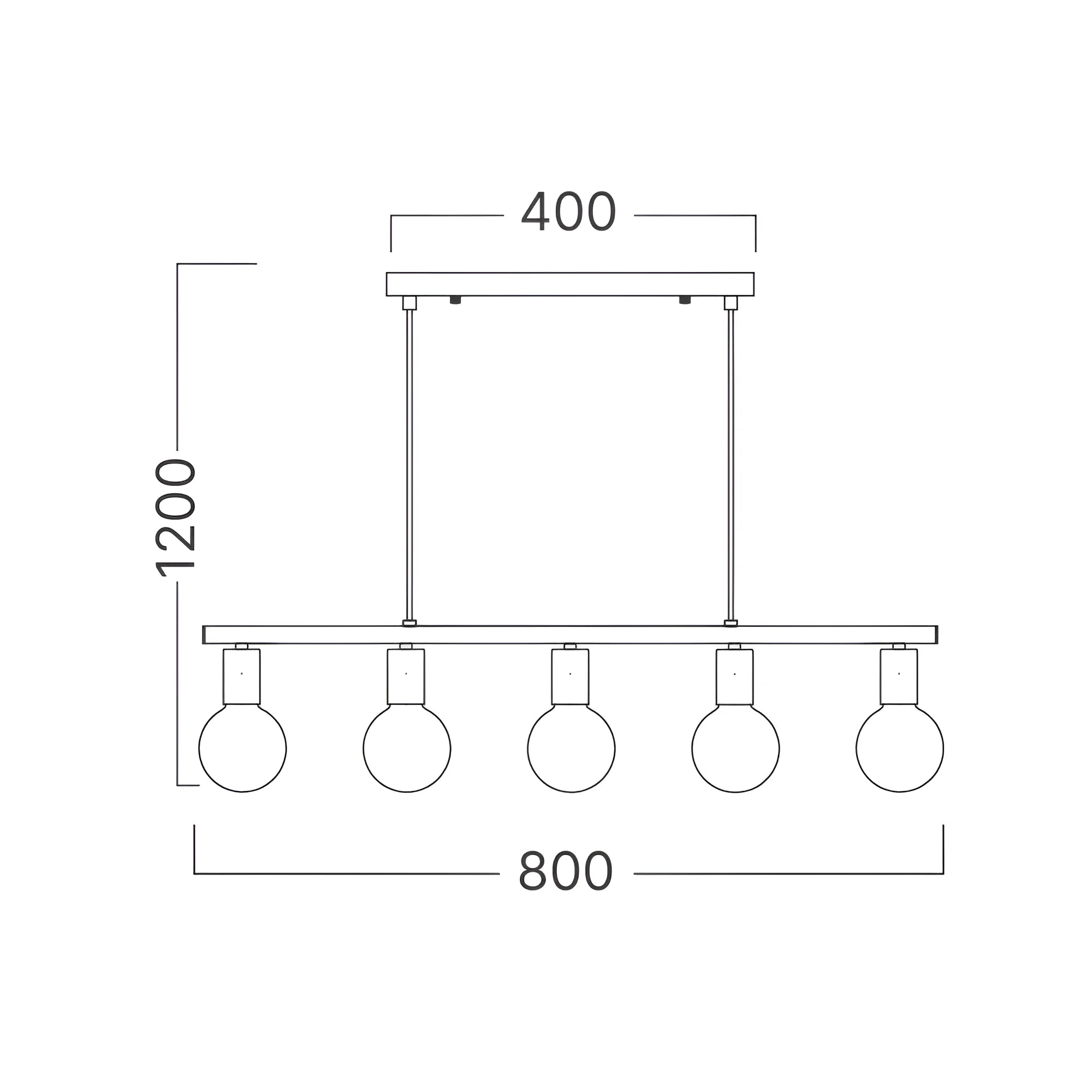 Braytron G006S Hanglamp Zwart 5H 5xE27