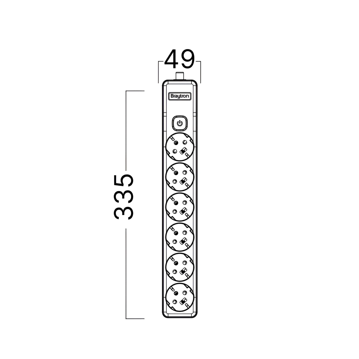 Braytron Xline Verlengsnoer met stekkerdoos 6WAY EU SWC W/O CABLE