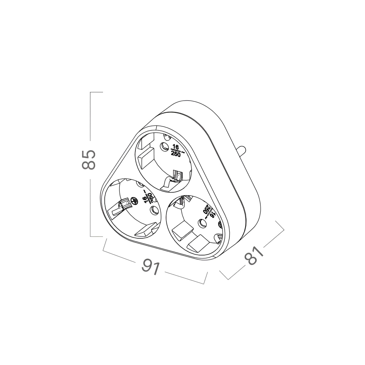 Braytron Xline Stopcontact/Stekker TR3 3WAY EU